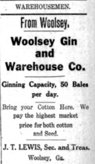 <span>Woolsey Gin and Warehouse:</span> Fayetteville News Nov. 11, 1910
